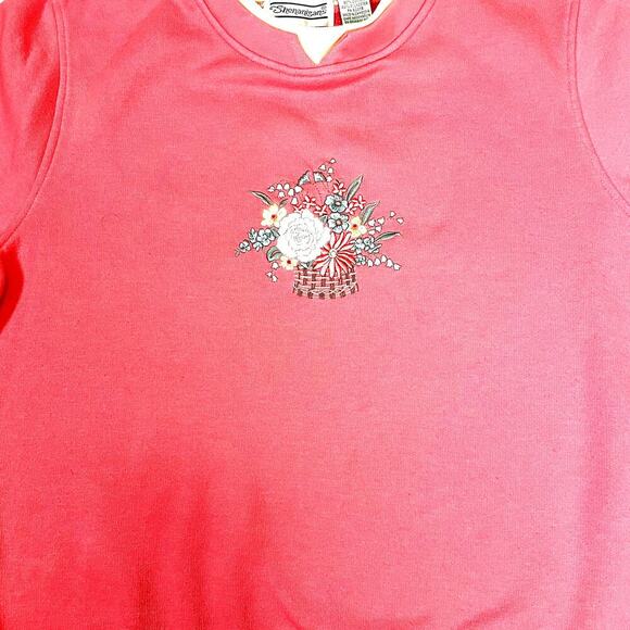 SHENANIGAN'S Womens Orange Embroidered‎ Floral Faux Double Collar Sweatshirt M - Picture 6 of 6